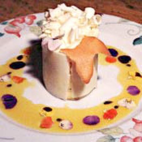 Lemon Chiffon Cake with Passion Fruit Mousse and Shaved White Chocolate Recipe at Cooking.com